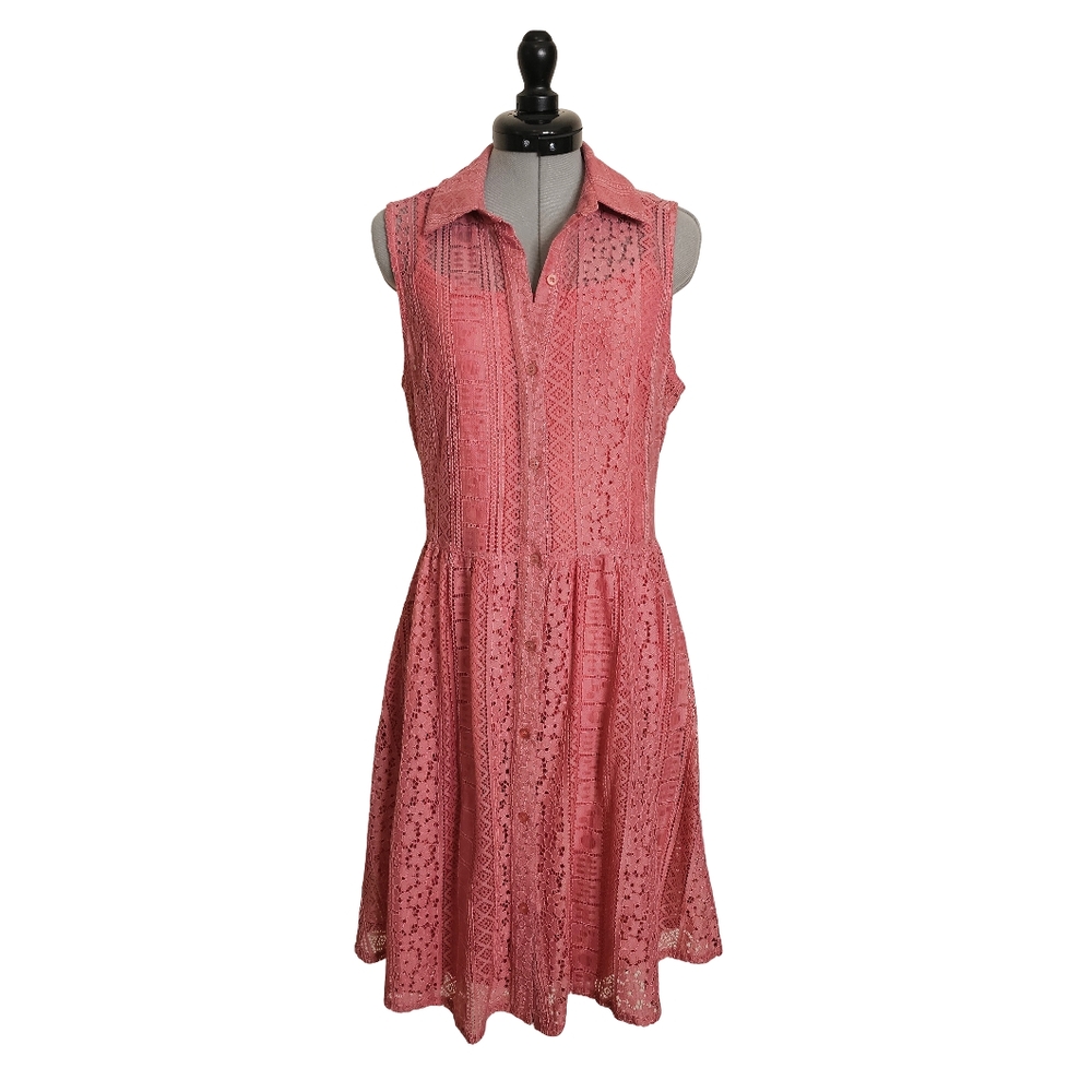 Pink Lace Midi Dress